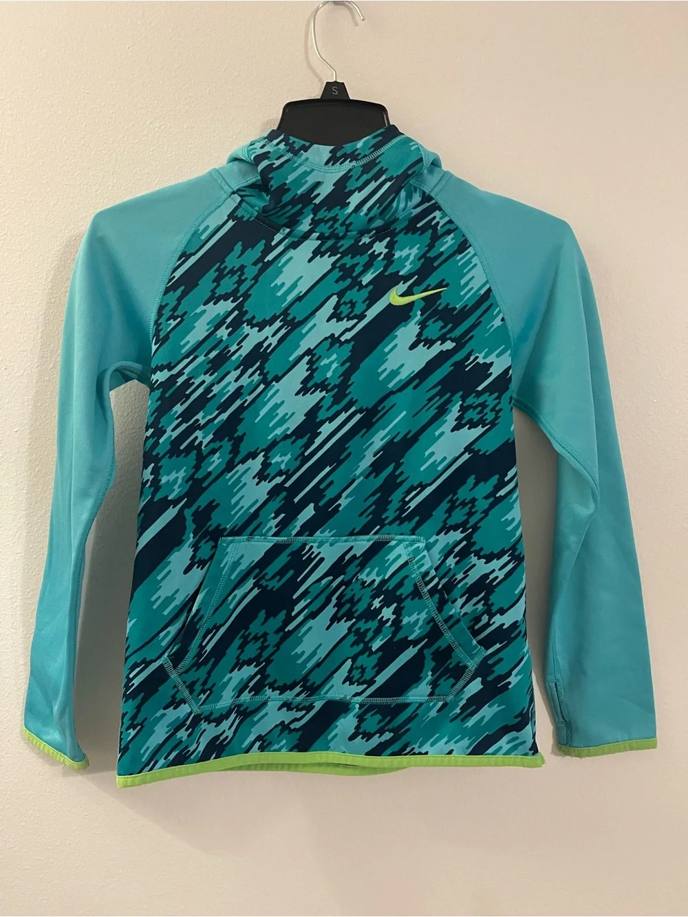 Nike Kids Teal & Navy Patterned Long-Sleeve Swim Rashguard